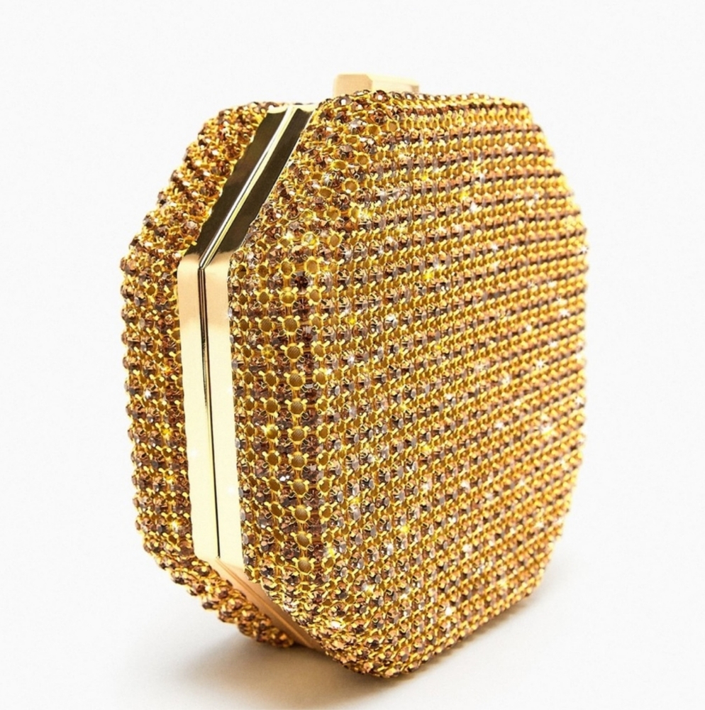 ZARA GOLD RHINESTONE BOX BAG